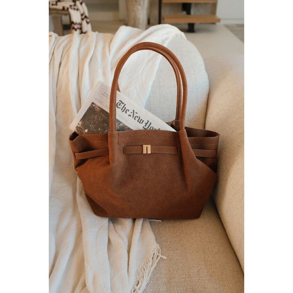 Tags on, Never Worn: Lulus Rhodes Brown Suede Tote Bag - Size One Size